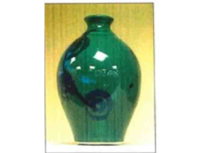 Emerald Green Glazed Clay Vase - Photo 1
