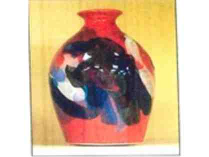 Red and Black Glazed Clay Vase