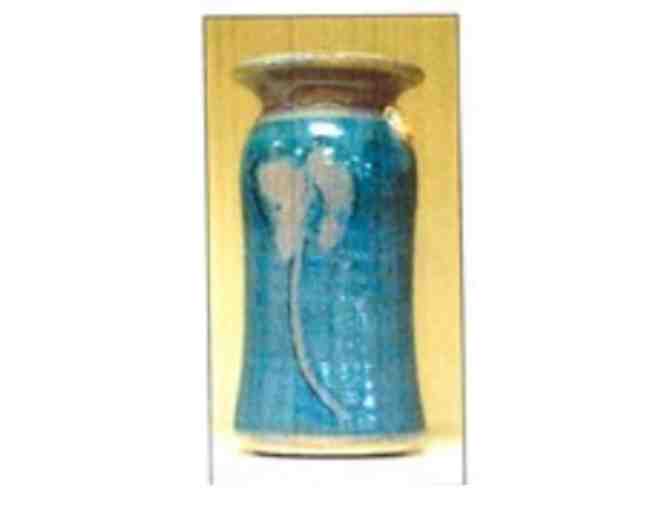 Aqua Glazed Clay Vase - Photo 1