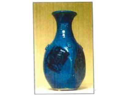 Dark Blue Glazed Clay Vase