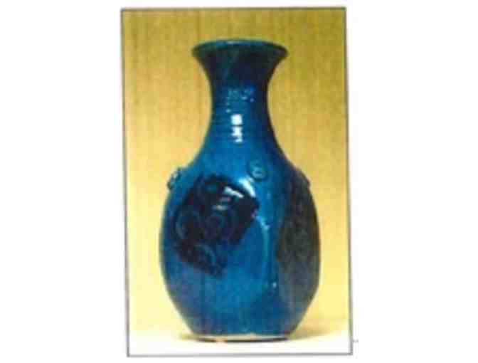 Dark Blue Glazed Clay Vase - Photo 1