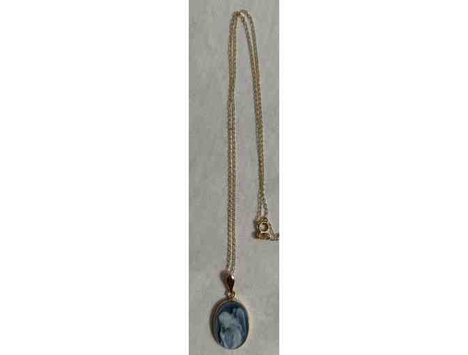 Blue Stone with Angel Cameo