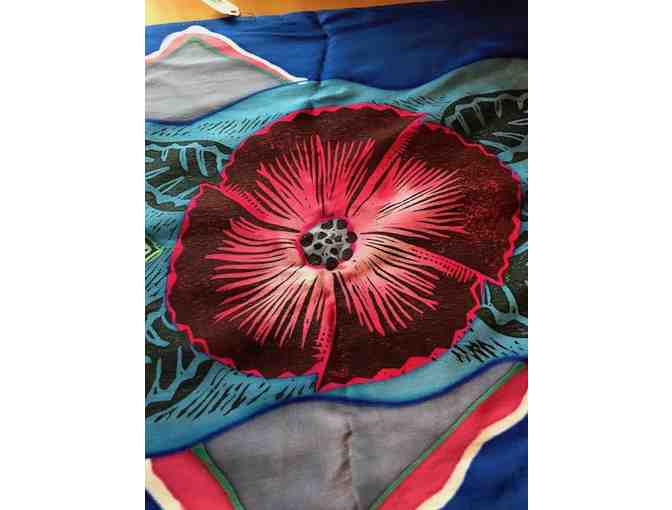 Gorgeous Long Painted Silk Scarf from Ellen Spring - Wearable Art!
