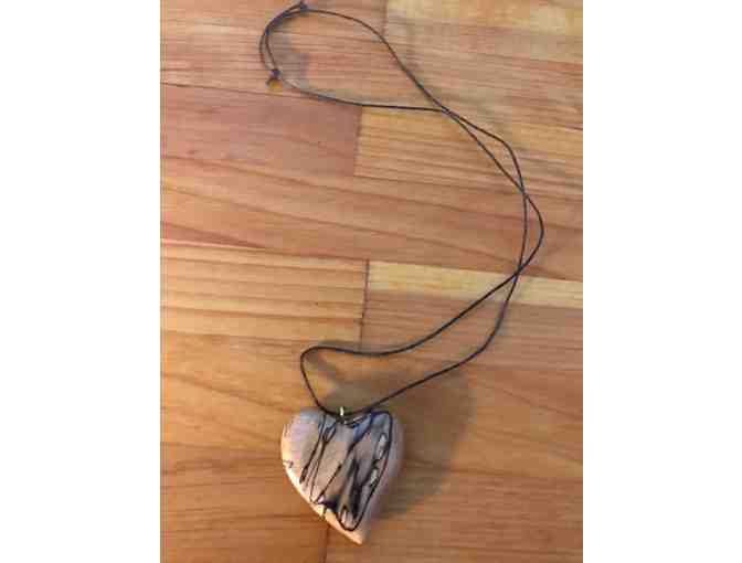 Gorgeous Heart Shaped Wood Necklace *Made by Reed Prescott *Unique & Lovely