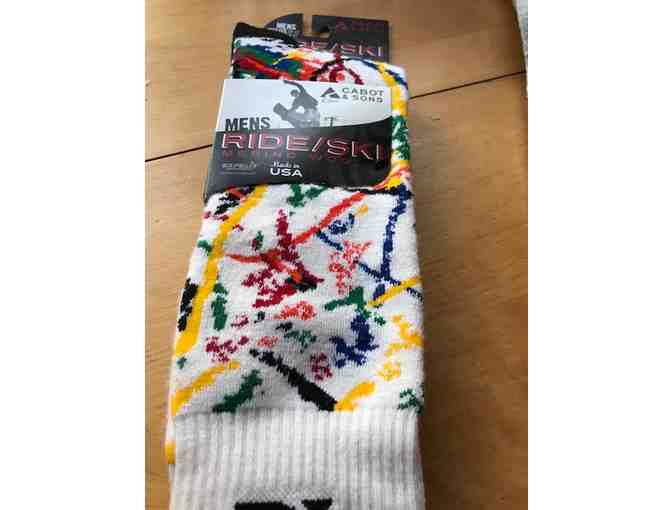 1 pair Mens Colorful Ski & Ride Socks #1 *Size 10-13 From Cabot & Sons in VT  *Merino Wool