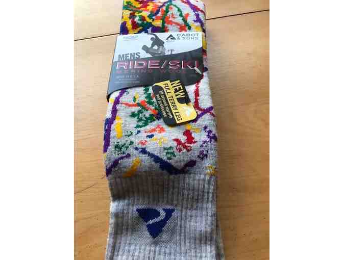 1 pair Mens Colorful Ski & Ride Socks #2 *Size 10-13 From Cabot & Sons in VT  *Merino Wool