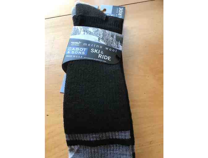 1 pair Mens Black Ski & Ride Socks *Size 10-13 From Cabot & Sons in VT  *Merino Wool