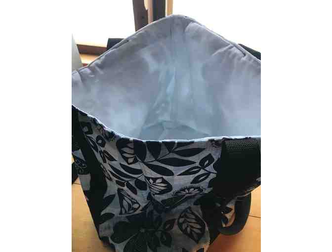 One Large Handmade, Lined Cloth Bag *Blue Flower Print! *Made in Starksboro!
