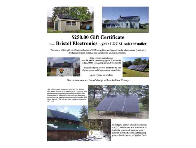 From BRISTOL ELECTRONICS:  $250 Gift Certificate toward a Solar System!
