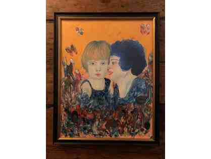 "Mother and Daughter" Mixed Media Painting with Frame *Gorgeous!