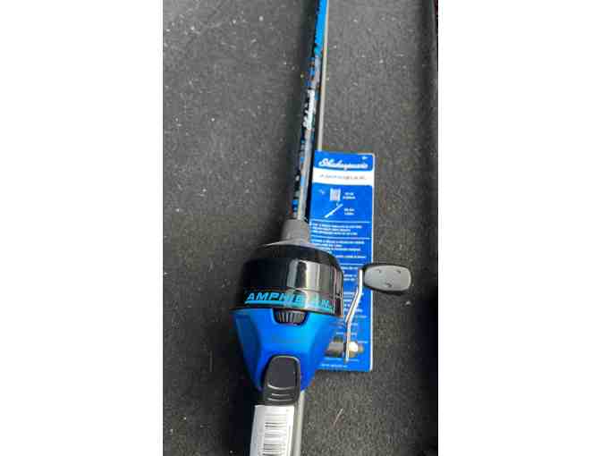 Fishing Pole *Blue *Shakespeare Amphibian Rod and Reel Combo *Donated Vermont Field Sports