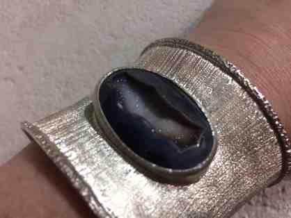 Sterling Silver Cuff with Agate Druzy from Kaya Jeweler