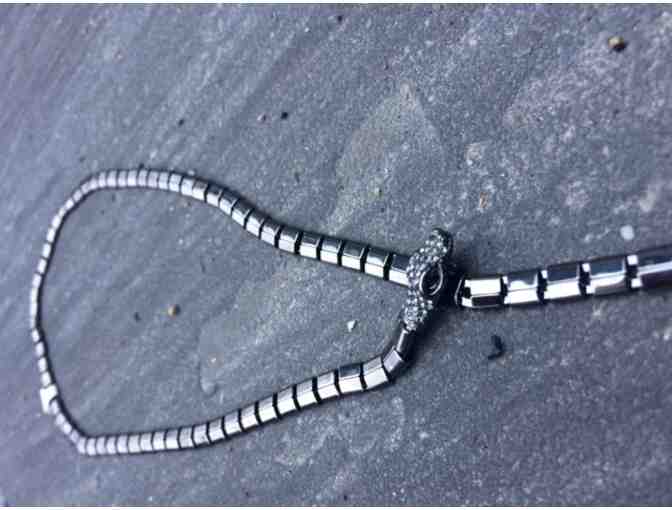 Gunmetal Snake Lariat Necklace
