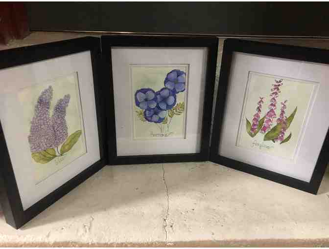 3 Watercolor Flower Prints - Framed - Photo 1