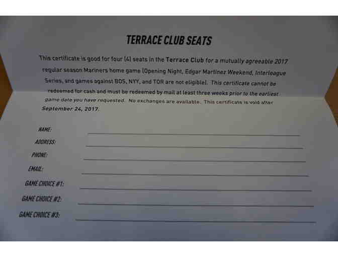 Four (4) Terrace Club Tickets to a Mariner's Game & Hisashi Iwakuma Autographed Baseball - Photo 2