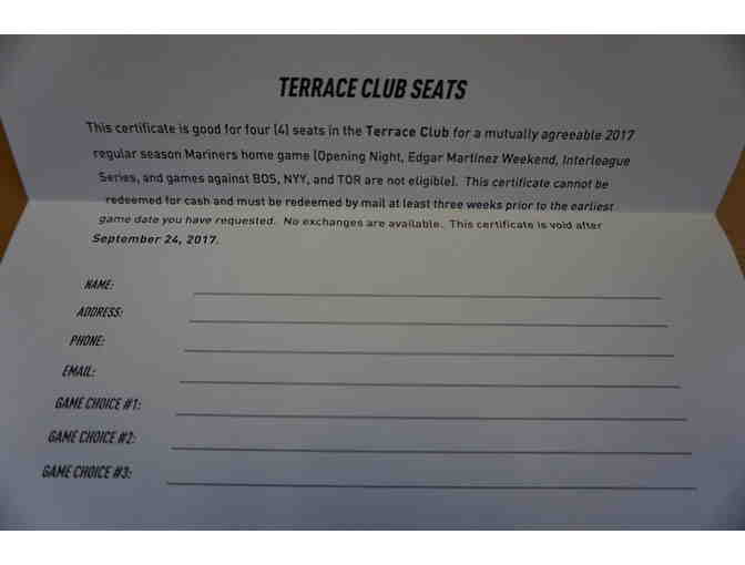 Four (4) Terrace Club Tickets to a Mariner's Game & Hisashi Iwakuma Autographed Baseball
