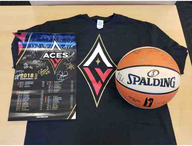 Las Vegas Aces Team Signed Poster & Basketball Package