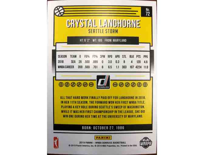2019 Crystal Langhorne SIGNED Storm Trading Card