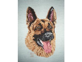 Hand Embroidered German Shepherd Portrait