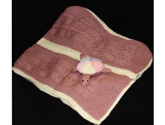 Baby Blanket with Hand Knit Toy