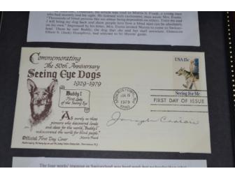 Framed, Signed Official First Day Cover of Seeing Eye Dog Stamp