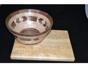 Hand-Crafted Wooden Bowl & Cutting Board by Seeing Eye Graduate