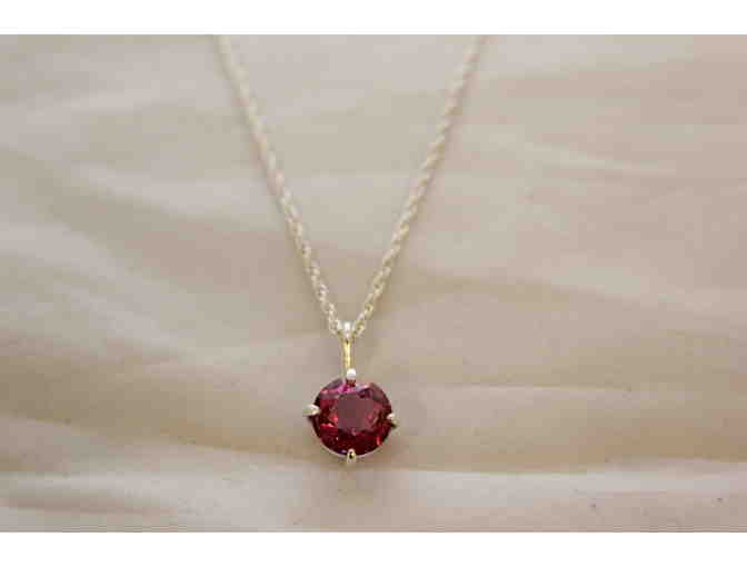 Pink Topaz Sterling Silver Basket Setting on a Sterling Silver Chain