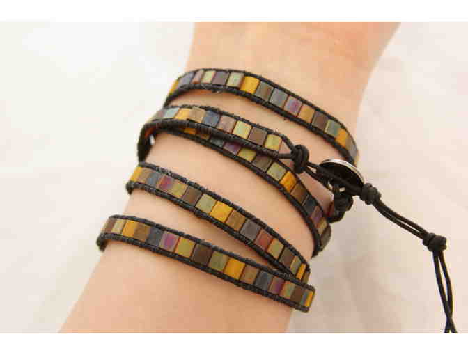 Multi-Color Tila Bead Leather Wrap Bracelet