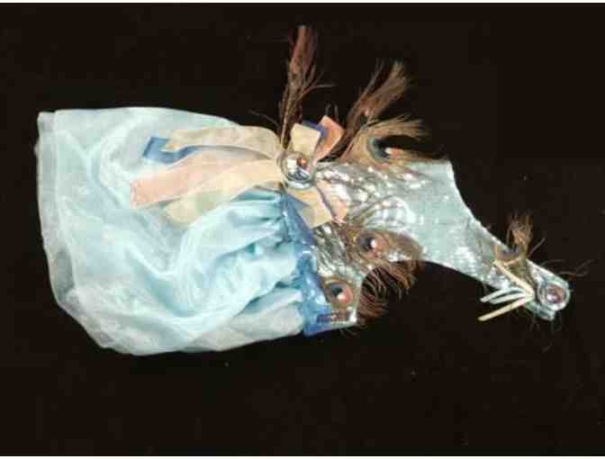 Gorgeous Ocean Blue Dog Dress with Sequins and Peacock feathers