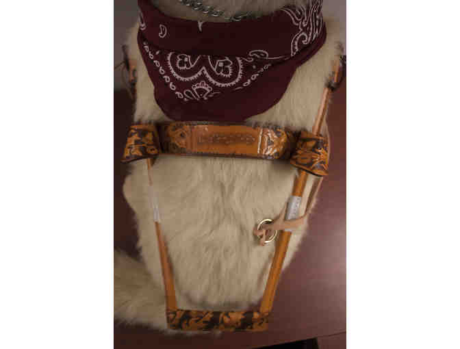 Buck the Golden Retriever Plush in Leaf Harness and Red Bandanna