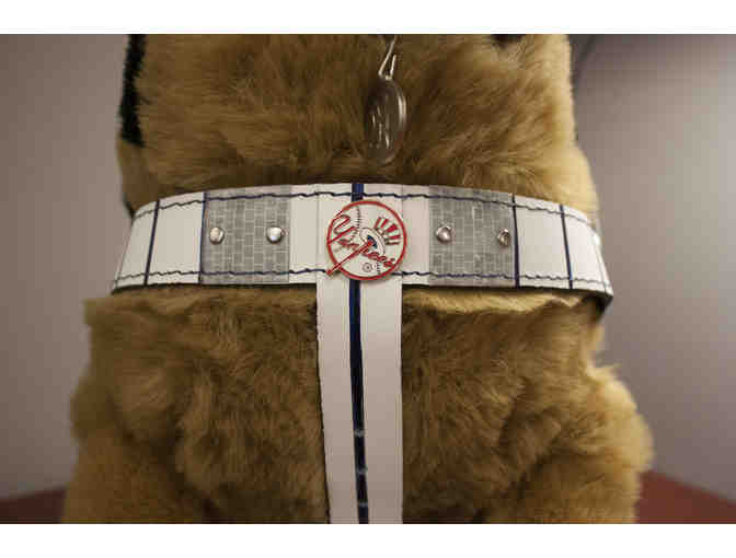 Babe the Plush German Shepherd in NY Yankee Themed Harness with Ball Park Goodies