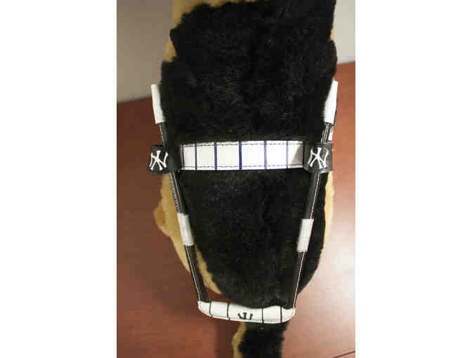 Babe the Plush German Shepherd in NY Yankee Themed Harness with Ball Park Goodies