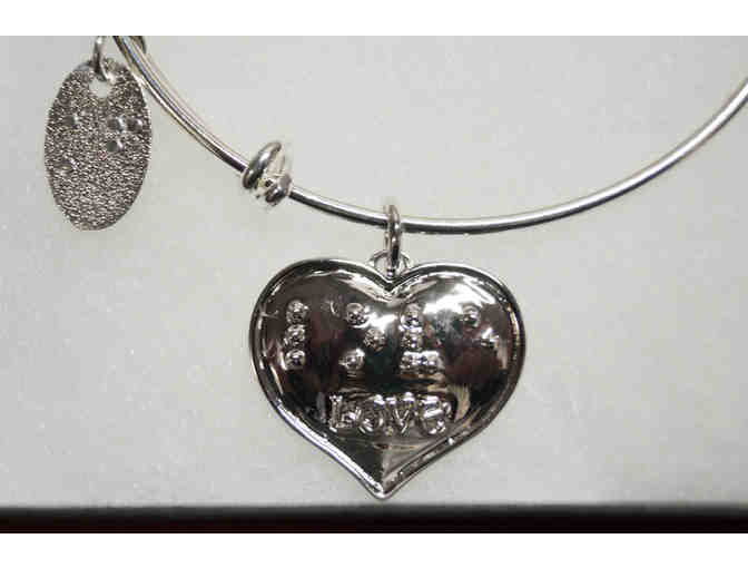 Silver-plated Love Heart Expandable Bangle