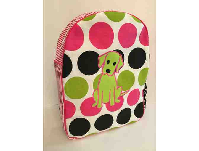 Handmade Children's Puppy Backpack in Pink and Green