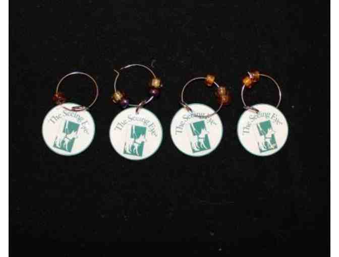 Dog-Theme Etched Crystal Wine Glasses and Seeing Eye Wine Charms