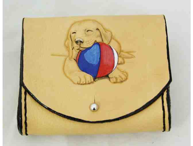 Leather Yellow Lab Puppy Belt Pouch