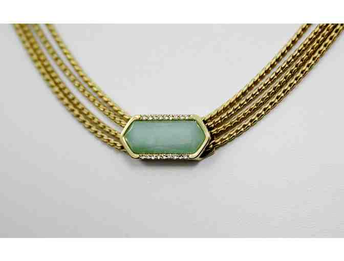 Matching Gold Multichain Necklace and Bracelet with Green Quartz