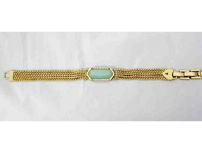 Matching Gold Multichain Necklace and Bracelet with Green Quartz