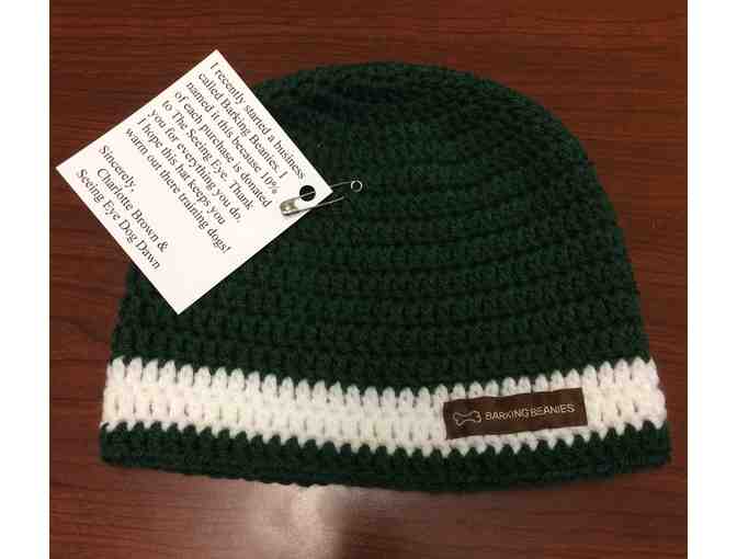 Barking Beanies Green and White Knit Cap