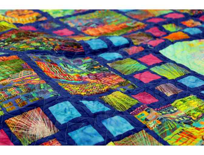 Handmade Quilt with Polychromatic City Motif