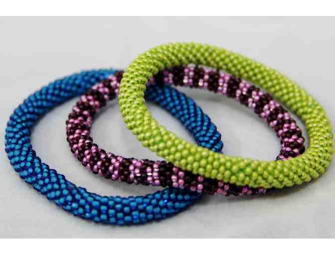 Crocheted Beaded Bracelets, Pack of Three