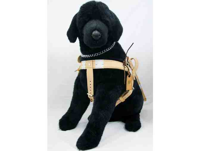 Spinner the Black Lab Plush in Harness