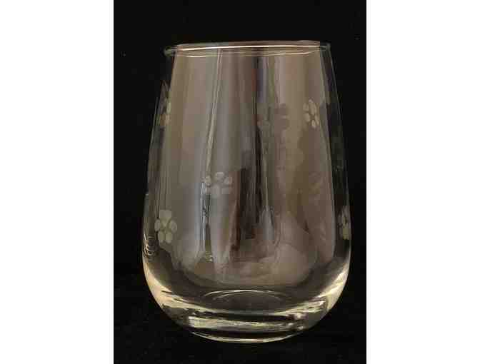 Set of 4 Crystal Paw Print Stemless Wine Glasses