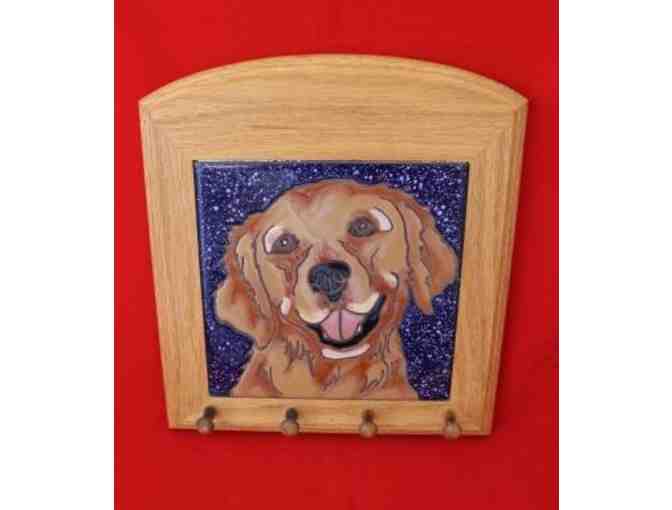 Golden Retriever Tile set in Wood with Pegs