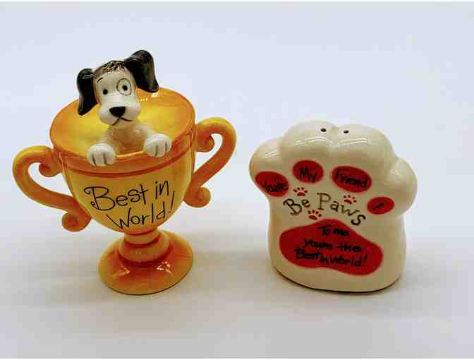 Best in Show Salt & Pepper Shakers + Pair of Bread & Butter Plates