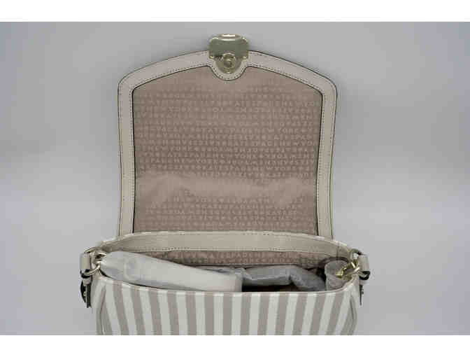 Beige and White Striped Kate Spade Handbag
