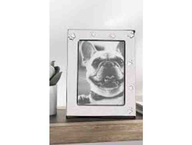 Nickel Plated Picture Frame with Paw Prints