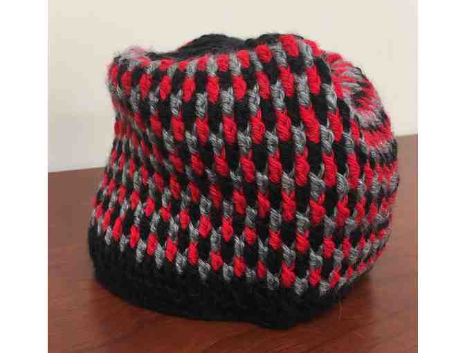 Black, Red and Grey Knit Hat