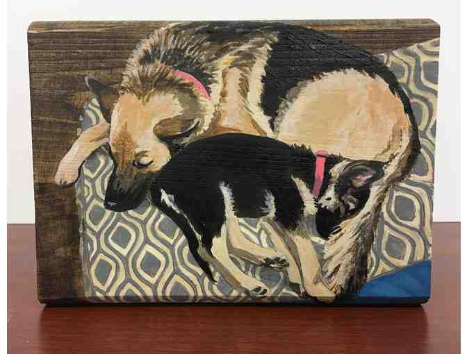 Hand-Painted Wooden Box With Two German Shepherds Napping
