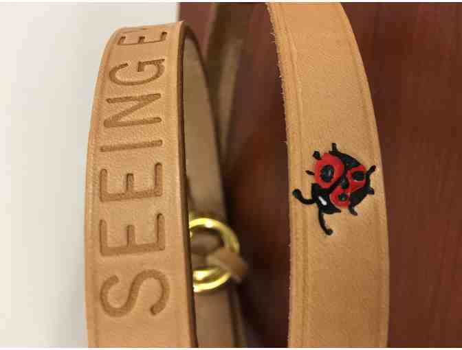 Authentic Seeing Eye Leather Leash with Flowers and Lady Bugs for TSE Graduates Only